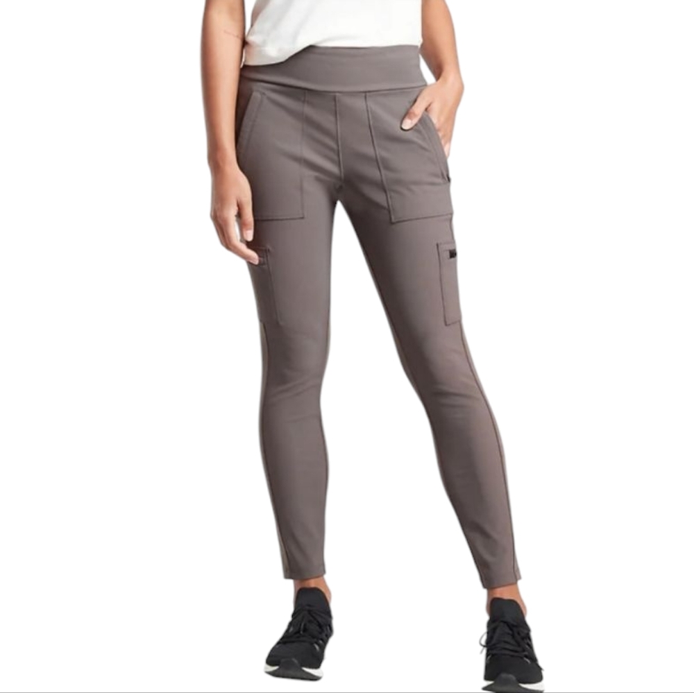 Athleta Plus Size Headlands Hybrid Cargo Pant Leggings. Gray Olive. Size 14 - Picture 1 of 9